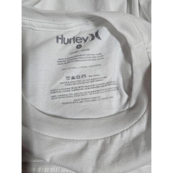 Hurley White T-Shirt 100% Cotton Men's Size Large - Picture 3 of 4
